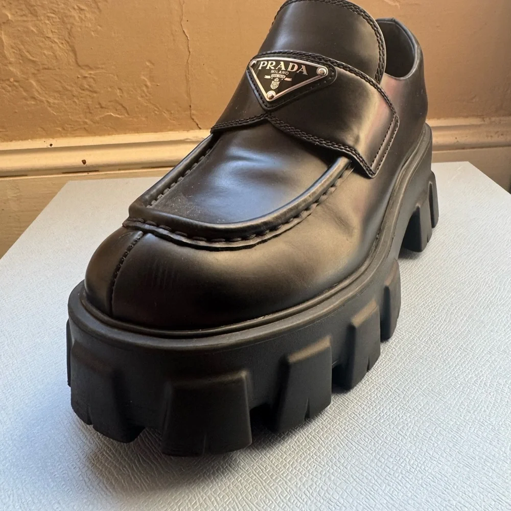 Prada Black Platform Loafers with Chunky Sole - Picture 2 of 6